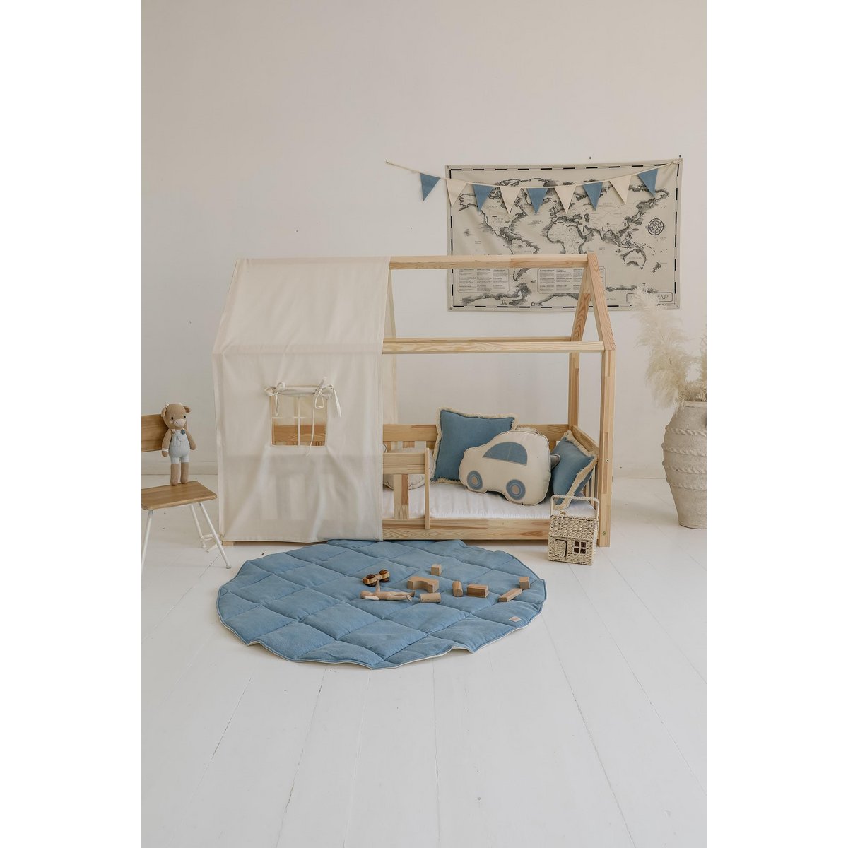 Jeans denim bolster met franje, Decoratief kussen, Fluwelen kussen, Bankkussen, Kussen voor de woonkamer, Moderne kussens