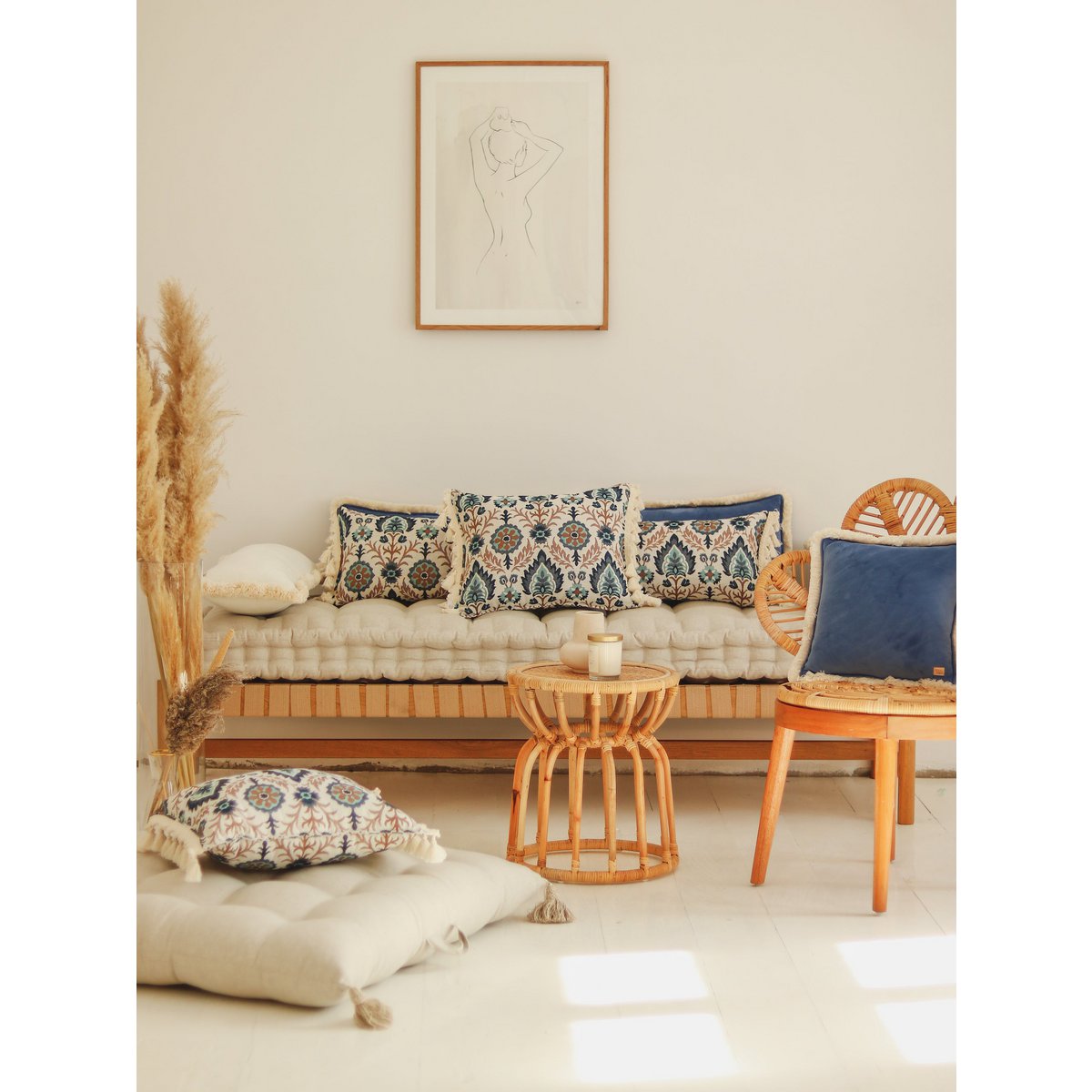 "Blue Iris in Istanbul" bolster met franje