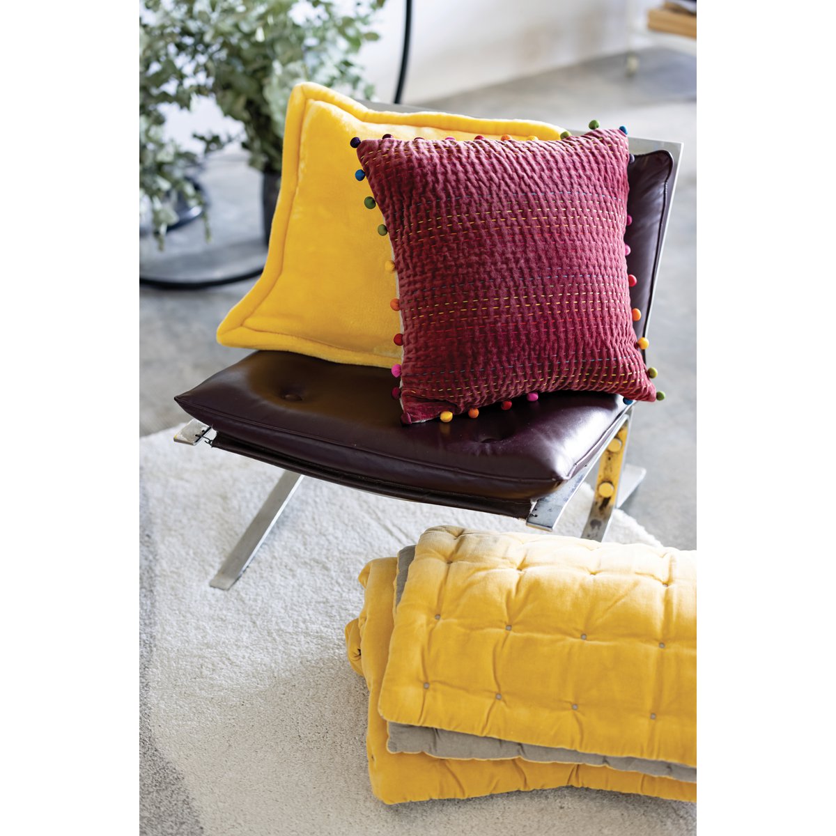 Coussin uni Gastonet Tomette 45 x 45