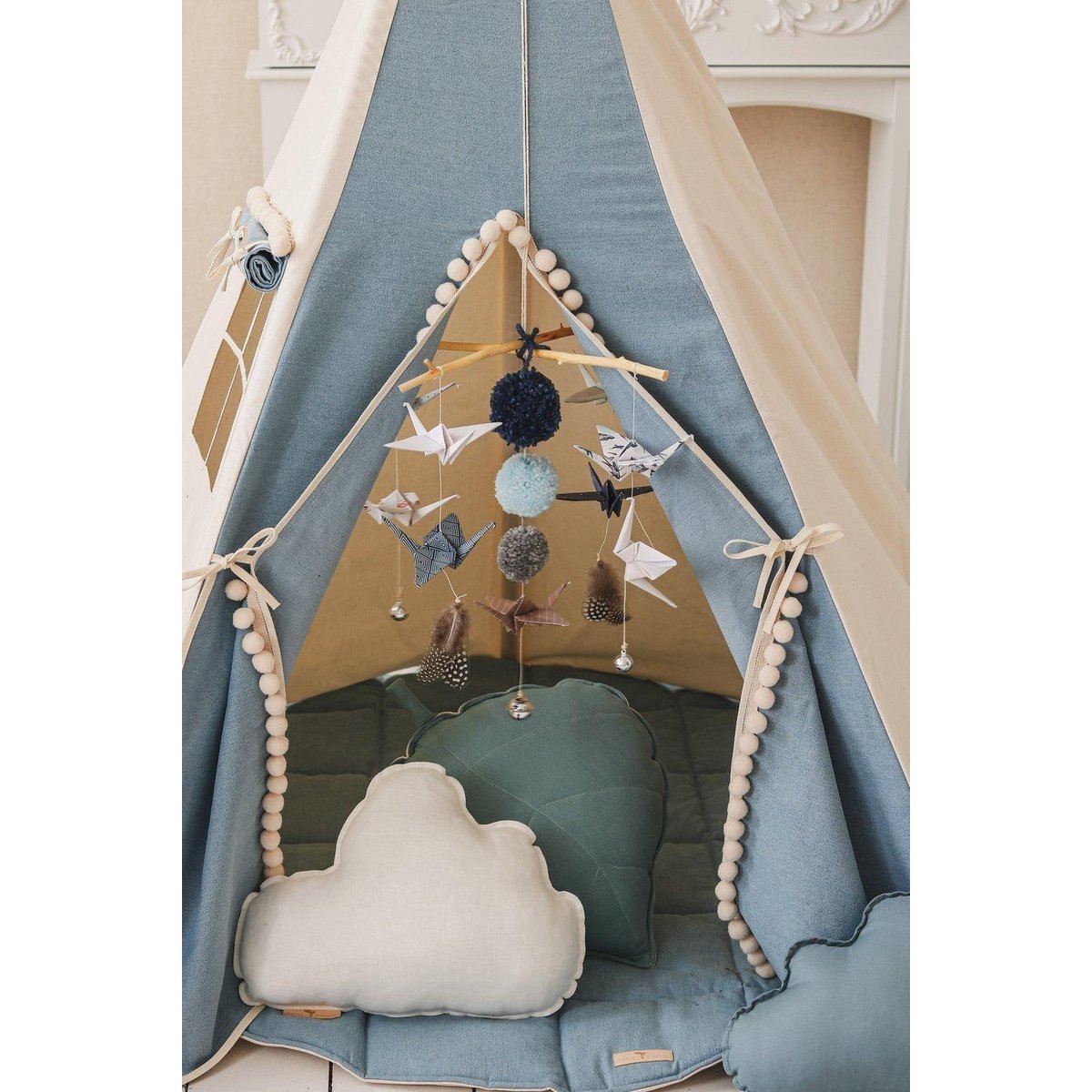 Tipi-tent "Jeans" met pompons