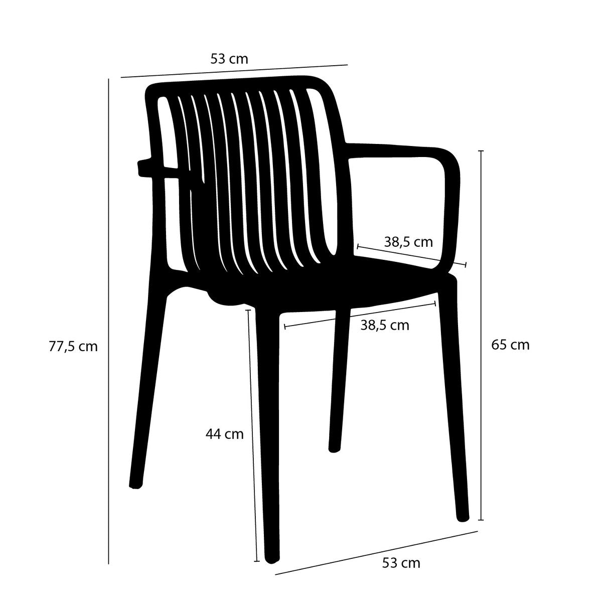 Paloma Garden chair - L53 x W53 x H78 cm - Polypropylene - Black