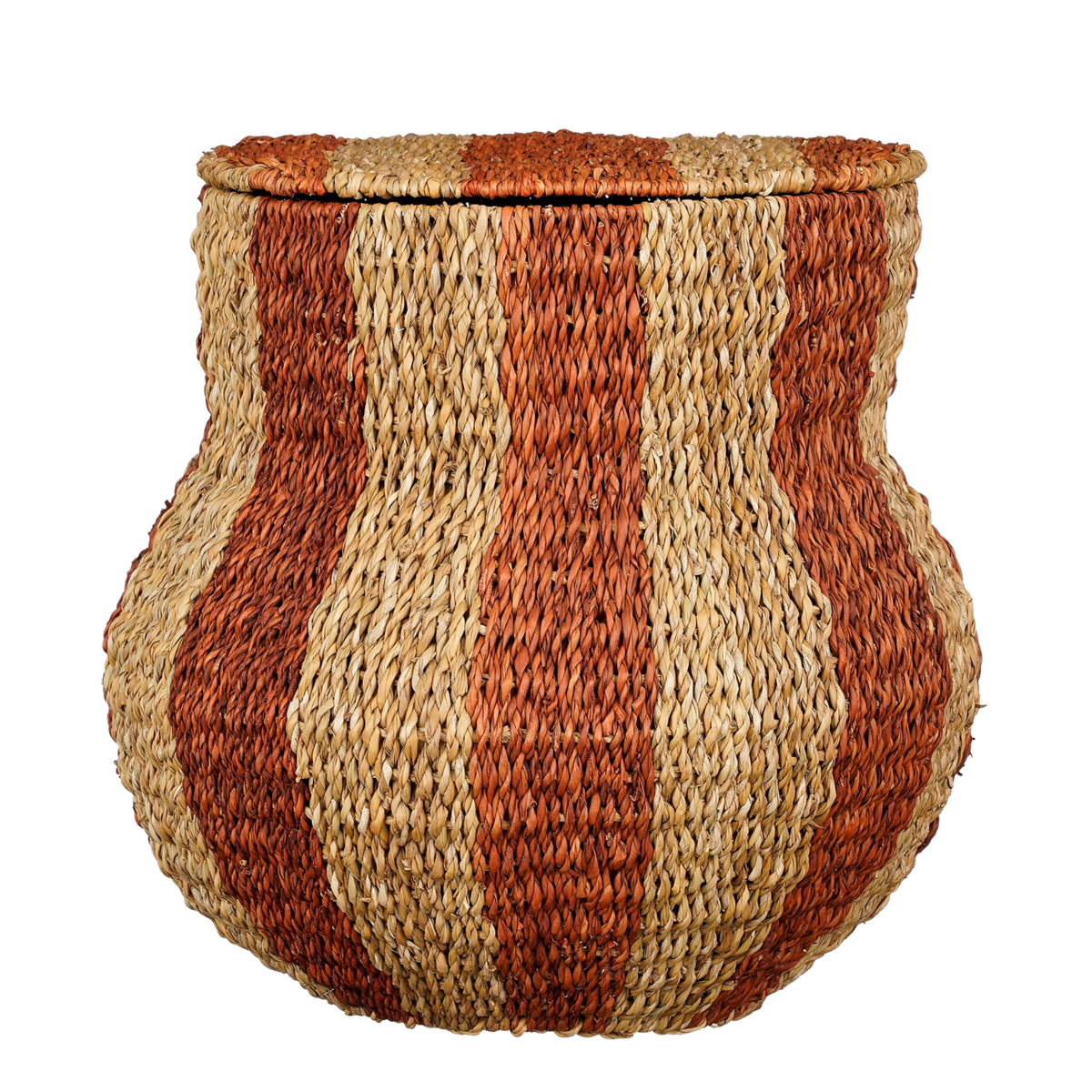 Tacoma Opbergmand met Deksel - H47 x Ø50 cm - Jute - Oranje