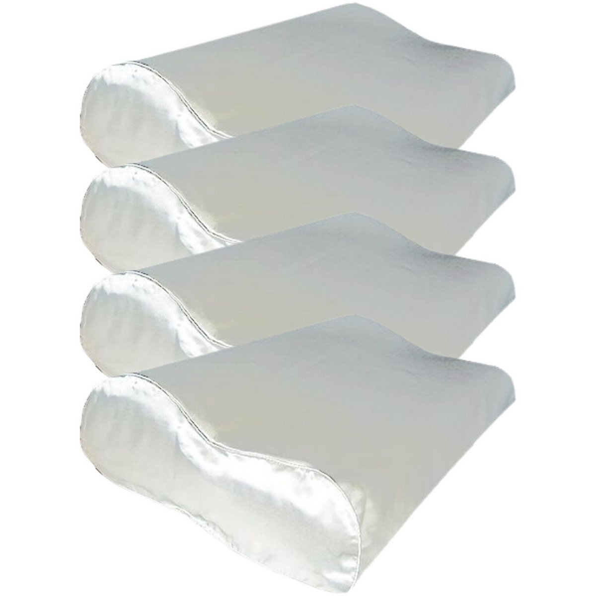 Voordeelset 4x 100% Zijden kussensloop Ergonomisch Wit Ergonomisch met Zilver Ionen - 22MM
