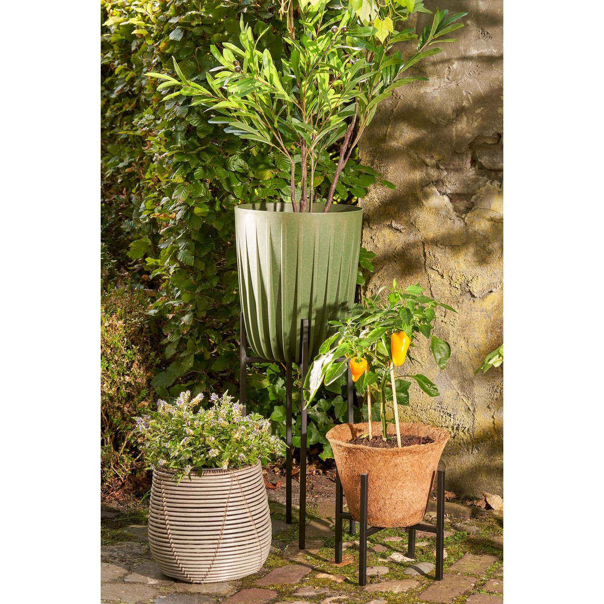 Lungo Bloempot - H36 x Ø30 cm - Polypropyleen - FSC Mix - Groen