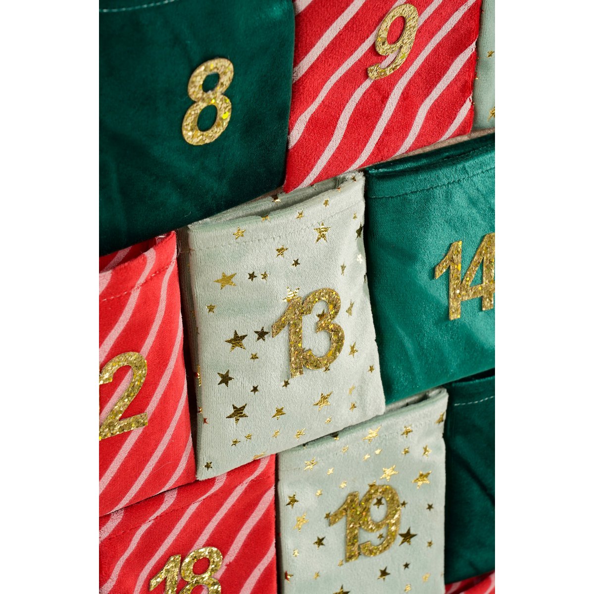 Adventskalender - L72 x B1 x H51 cm - Vilt - Groen, Rood