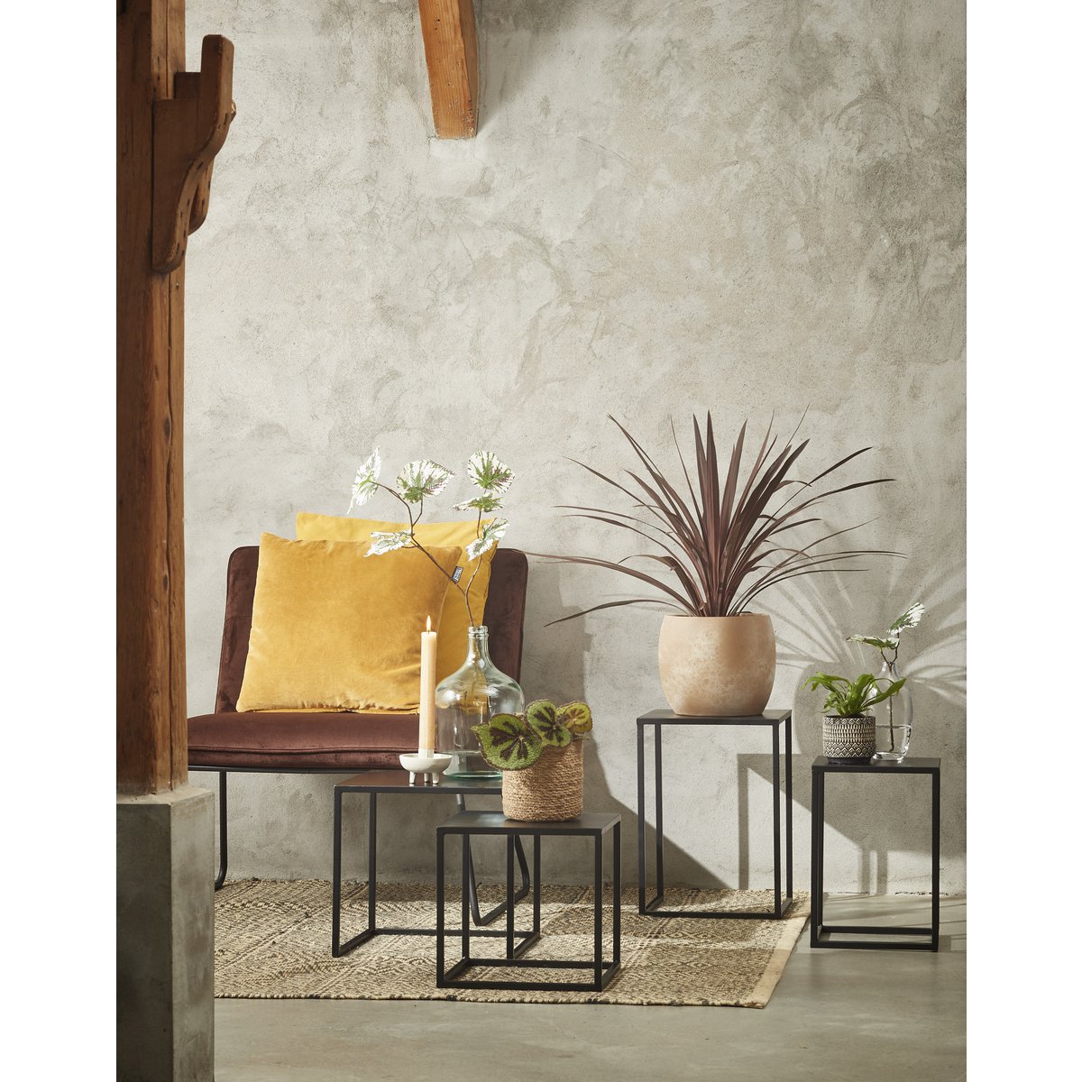 Goa Side table - Set of 2 - L35 x W35 x H33 cm - Metal - Black