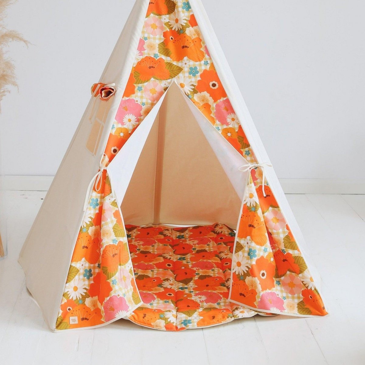 “Picknick met bloemen” Ronde Katoenen Mat
