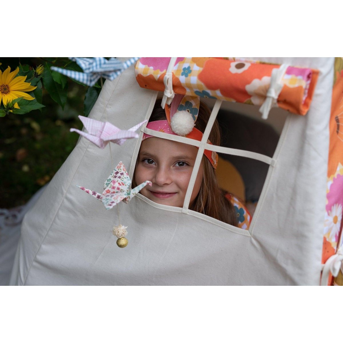 Tipi- en mattenset “Picknick met de bloemen”.