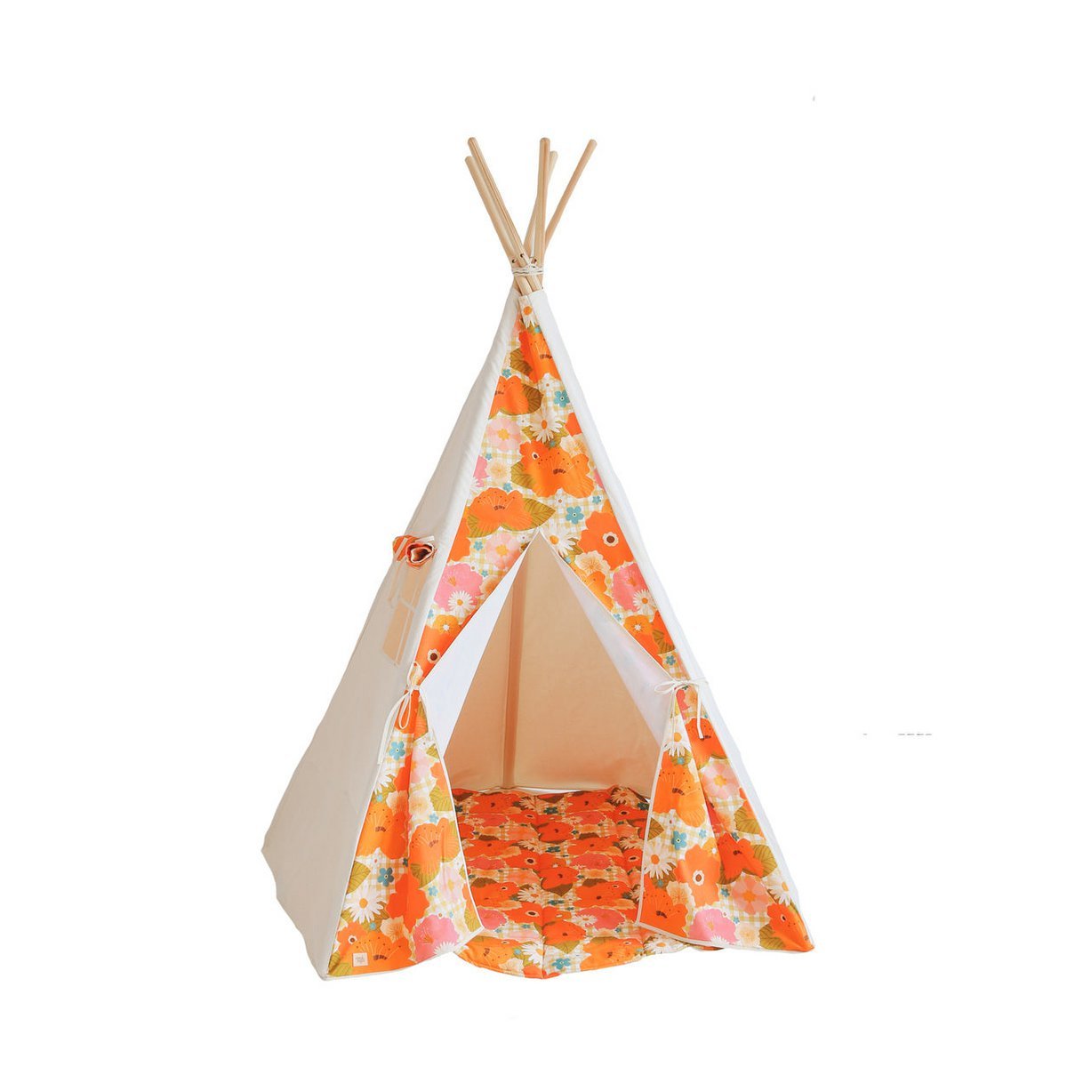 Tipi- en mattenset “Picknick met de bloemen”.