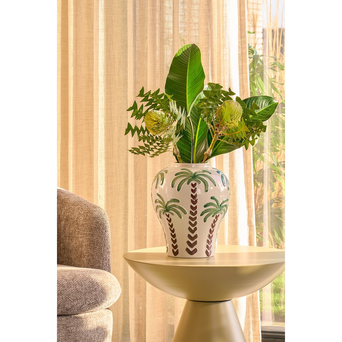 Celise Bijzettafel - H44 x Ø59 cm - Metaal - Beige
