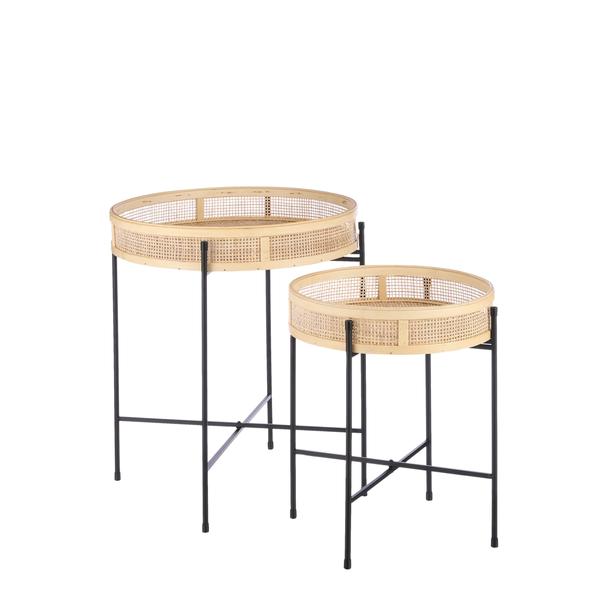 Leandro Side table - Set of 2 - H53 x Ø45 cm - Black