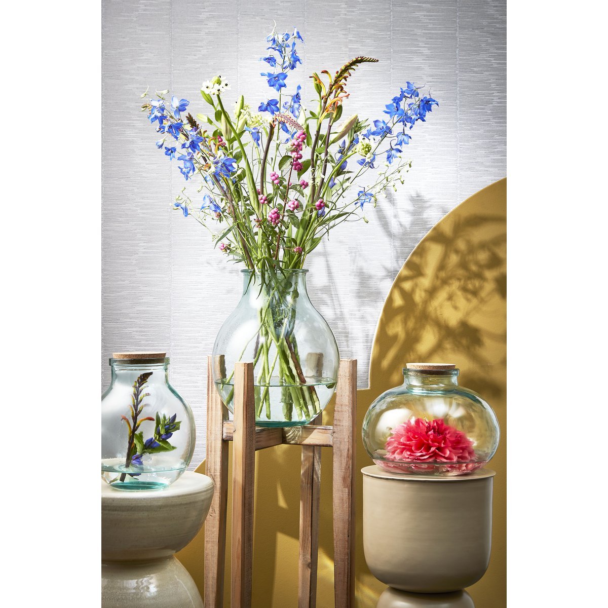 Olly Vase - H38 x Ø29 cm - Recycled Glass - Transparent