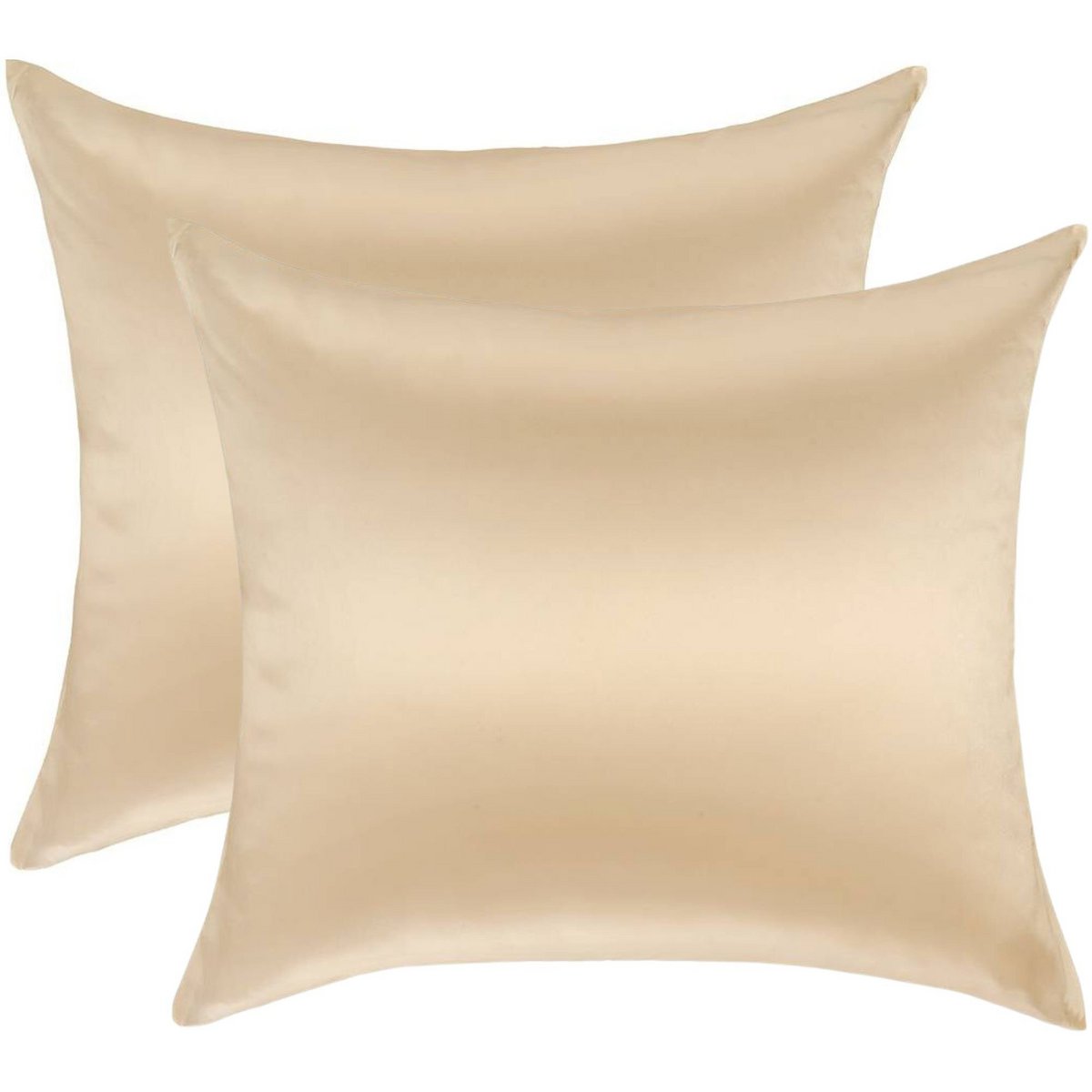 Voordeelset 2x 100% Zijden kussensloop Donker Champagne Glossy Hotelsluiting - 22MM