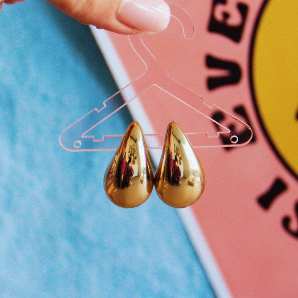 Roestvrijstalen druppeloorbel - glans/goud