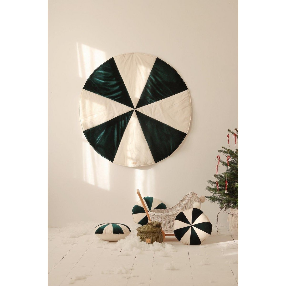 "Green Candy" Kerst Ronde Patchwork Mat