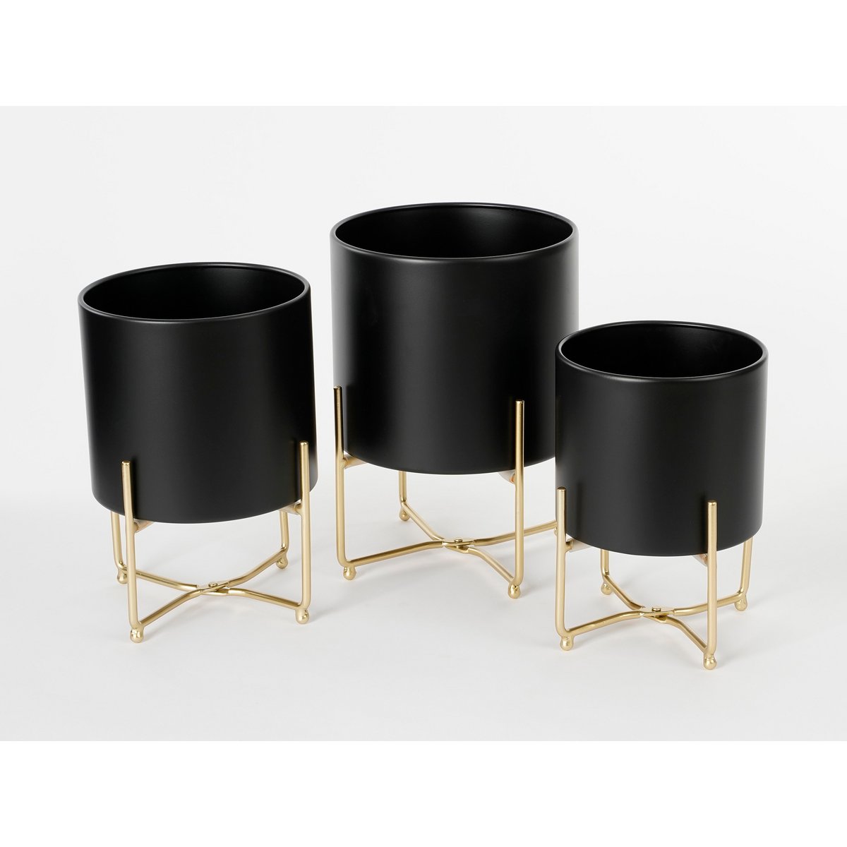 Aries Flower Pot on Stand - Set of 3 - H32 x Ø24 cm - Black