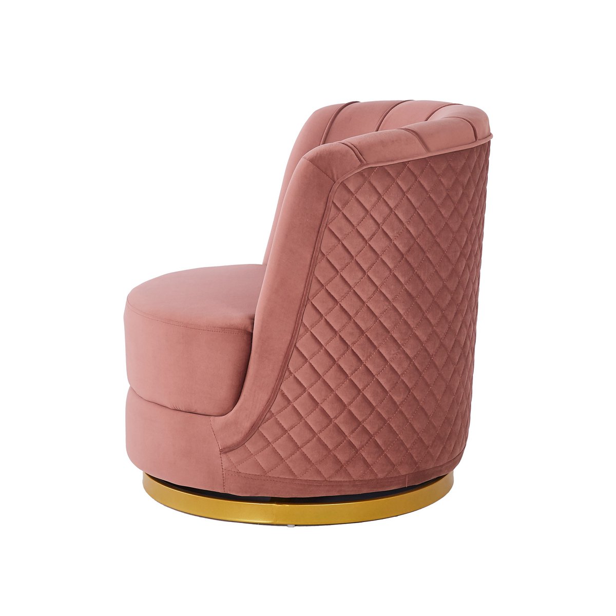 Swivel armchair in rose velvet