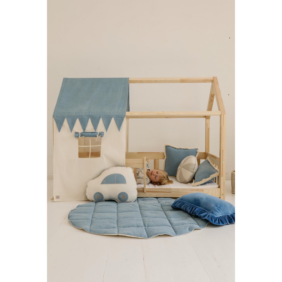 Jeans denim bolster met franje, Decoratief kussen, Fluwelen kussen, Bankkussen, Kussen voor de woonkamer, Moderne kussens