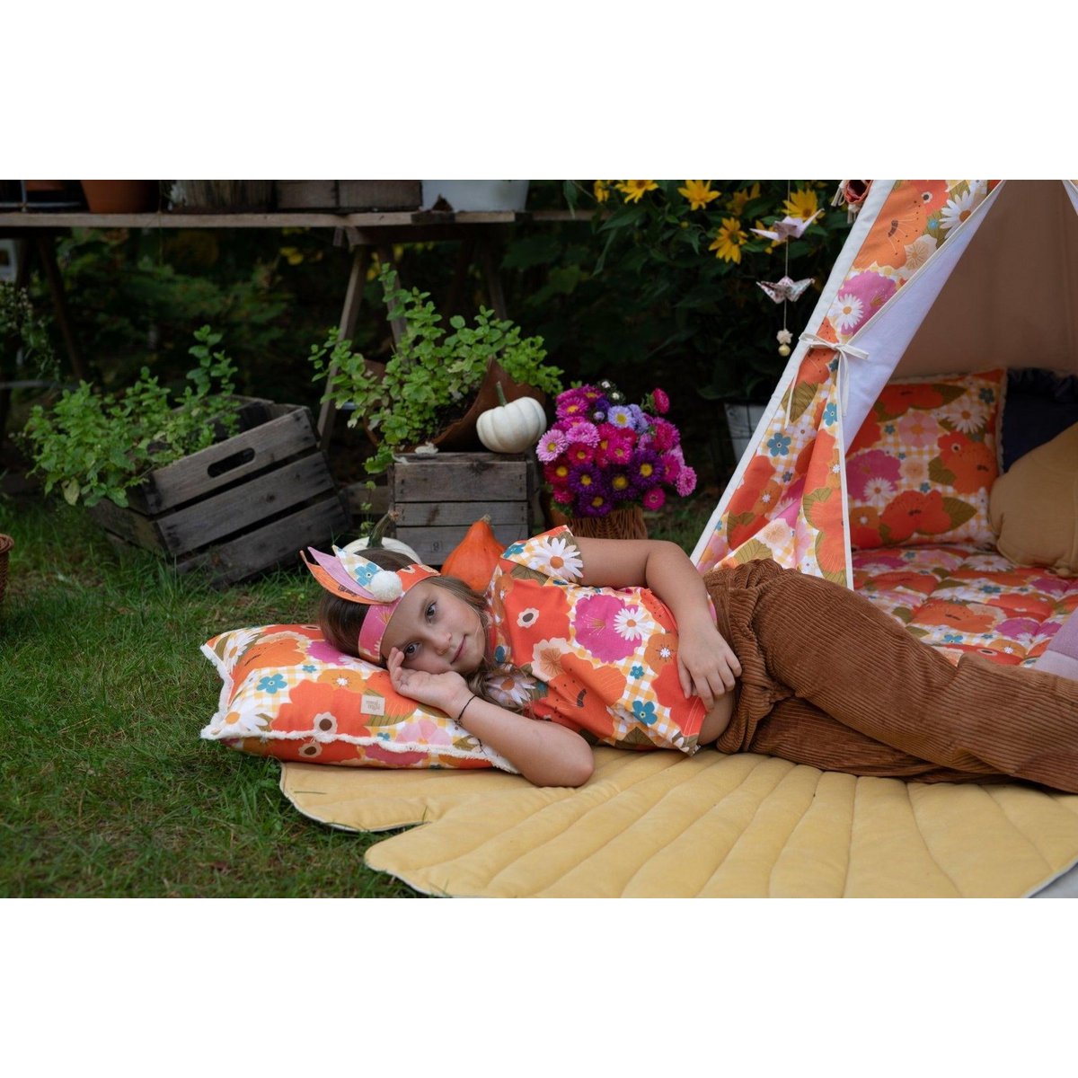 “Picknick met bloemen” Ronde Katoenen Mat