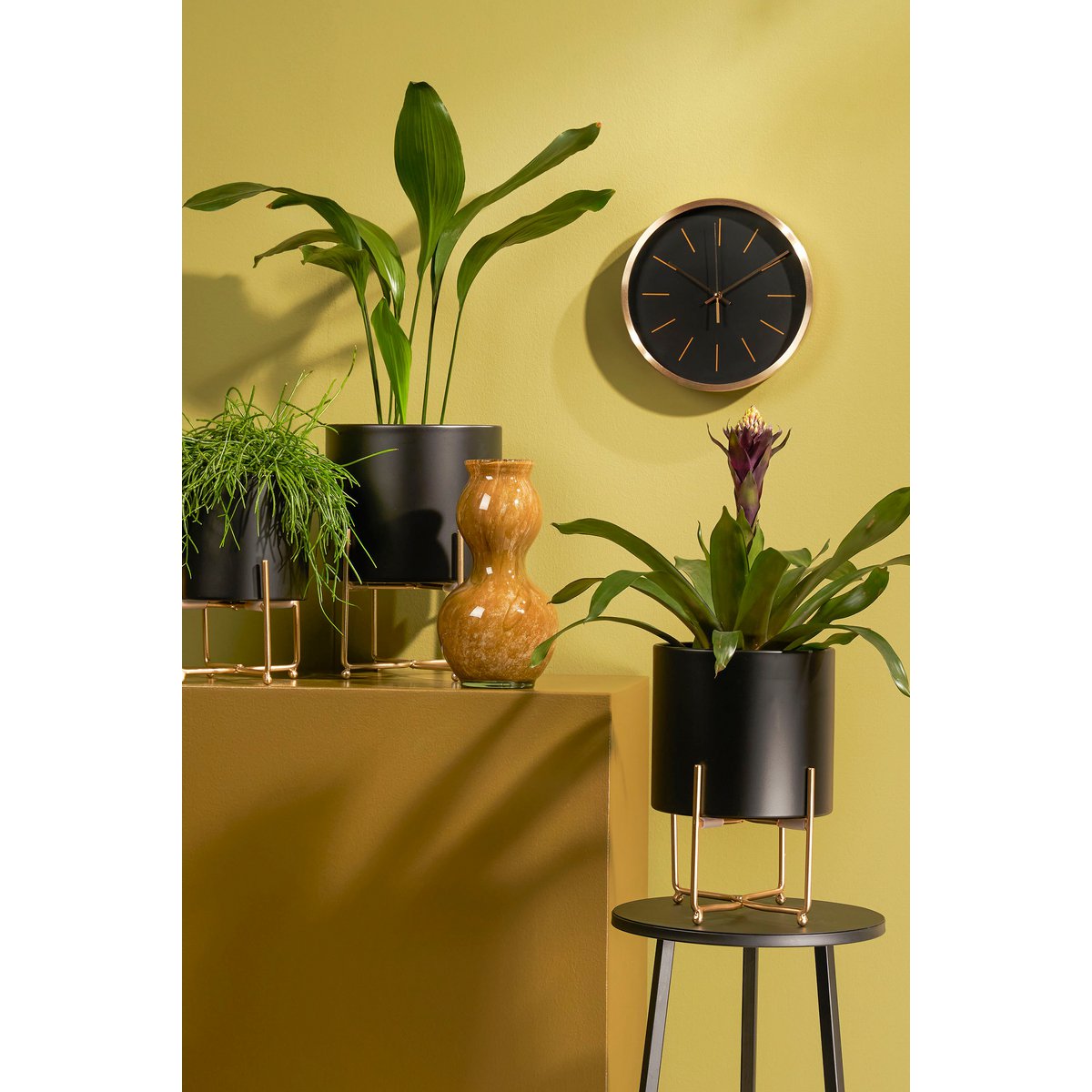 Aries Flower Pot on Stand - Set of 3 - H32 x Ø24 cm - Black