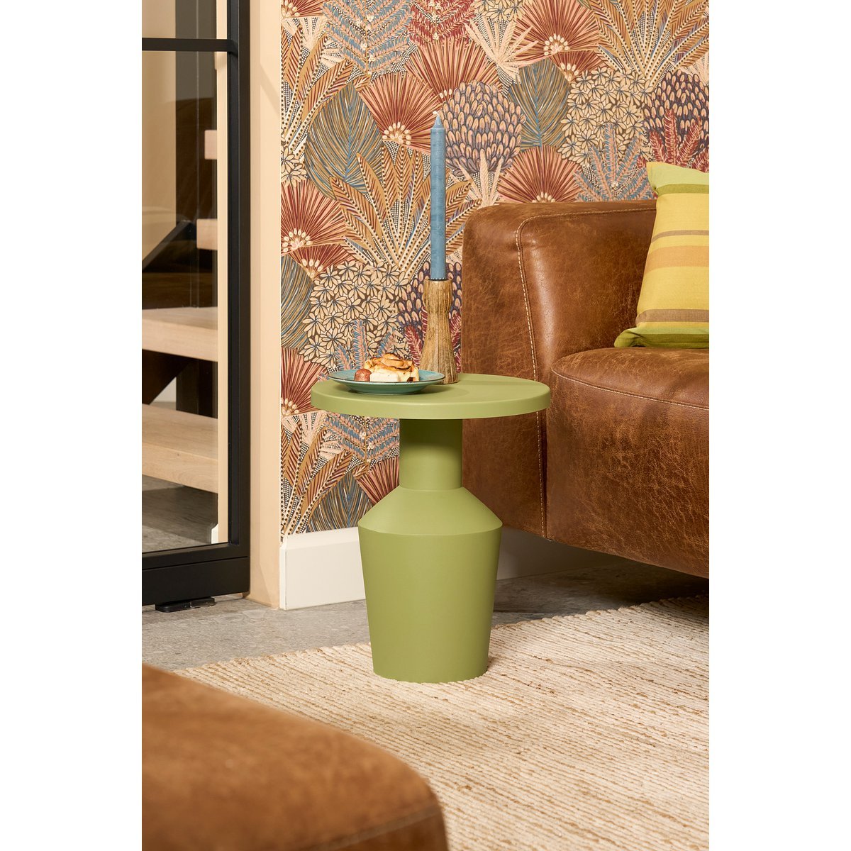 Feroza Bijzettafel - H41 x Ø34 cm - Metaal - Lichtgroen