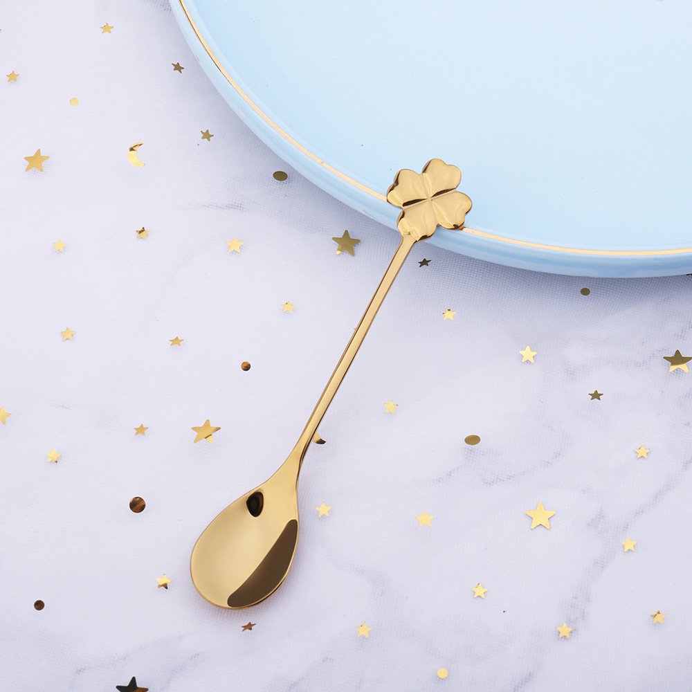 CLOVER GOLD SPOONS - SET OF 6