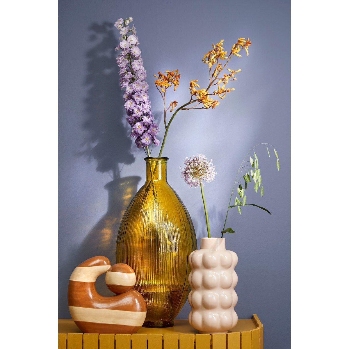 Firenza Bottle Vase - H59 x Ø29 cm - Recycled Glass - Ocher