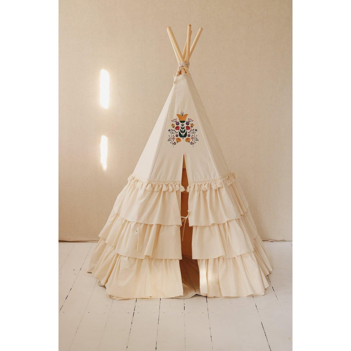 Tipi-tent "Folk" met franjes en borduurwerk
