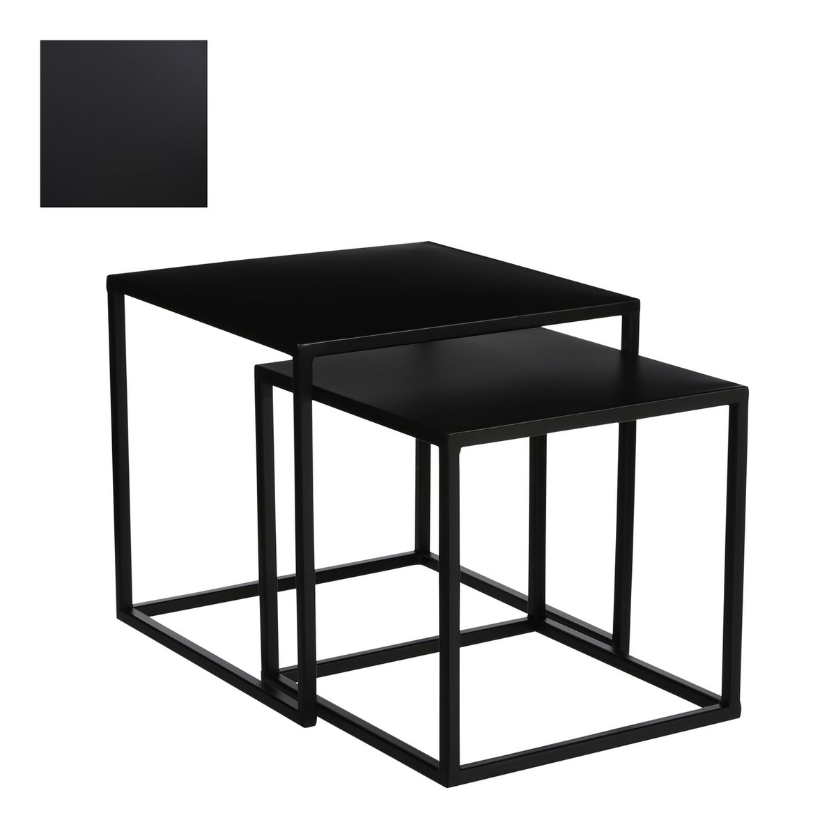 Goa Side table - Set of 2 - L35 x W35 x H33 cm - Metal - Black
