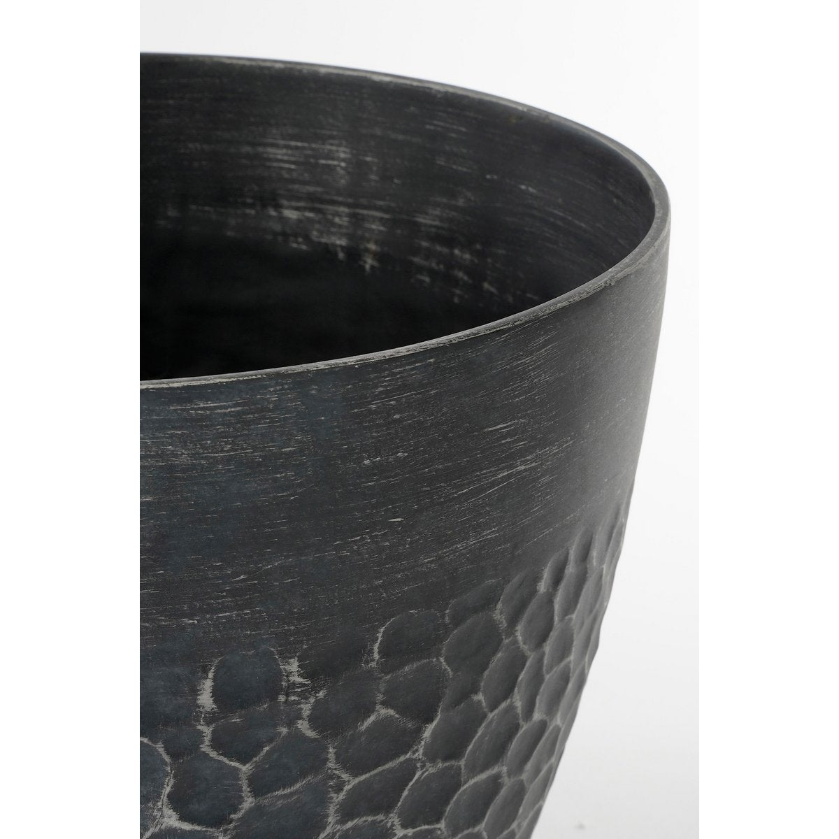 Bravo Outdoor Flower Pot - H26 x Ø30.5 cm - Black hammered