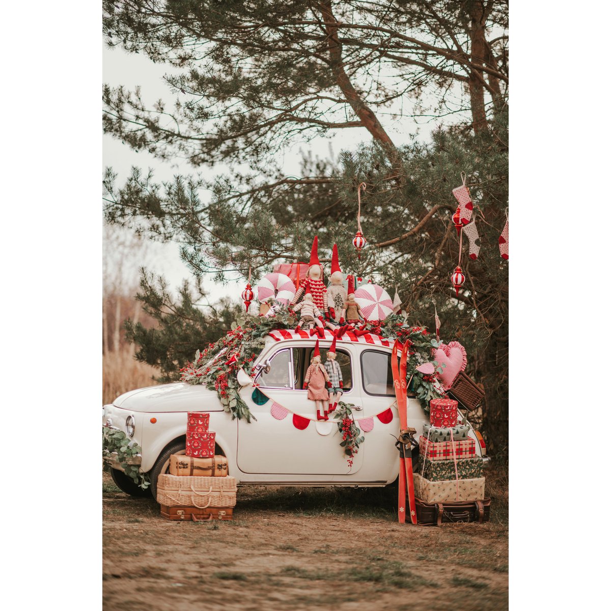 Kerstpatchworkkussen "Rood geruite Lollipop", het beste cadeau voor feestdagen
