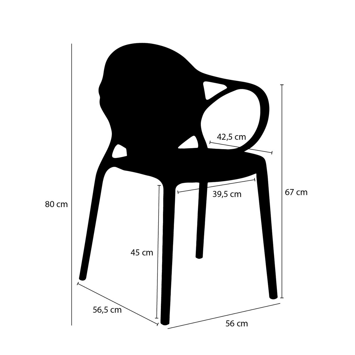 Nebraska Garden chair - L56 x W57 x H80 cm - Polypropylene - Black