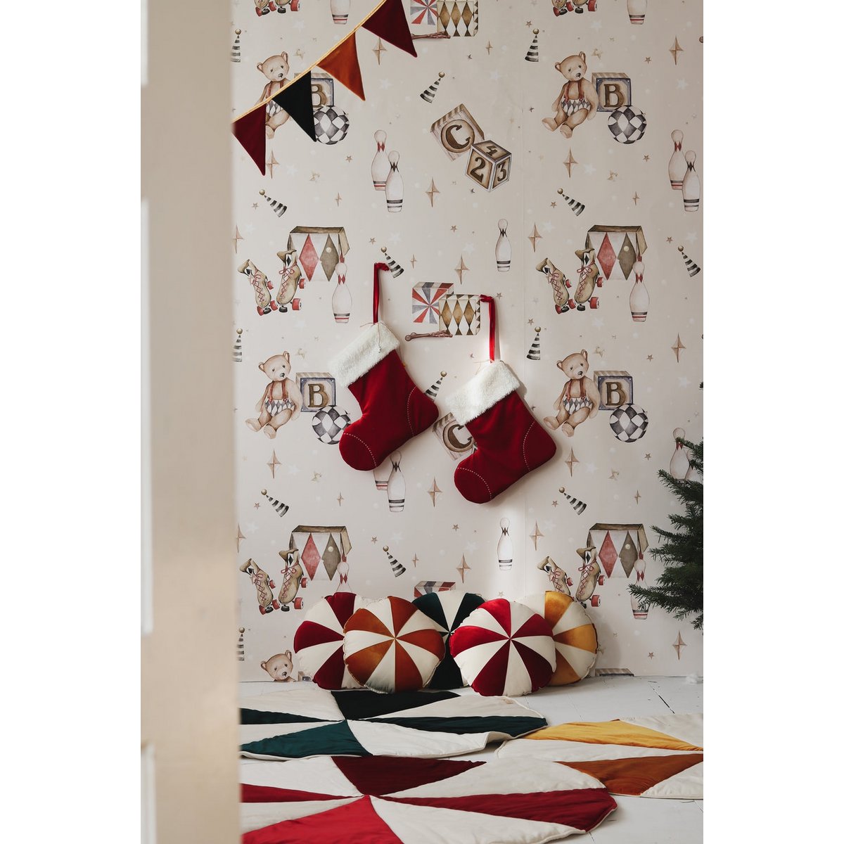 "Green Candy" Kerst Ronde Patchwork Mat