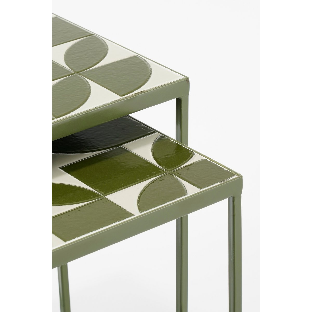 Bologna Bijzettafel Buiten - Set van 2 - L38 x B38 x H48 cm - Metaal - Groen