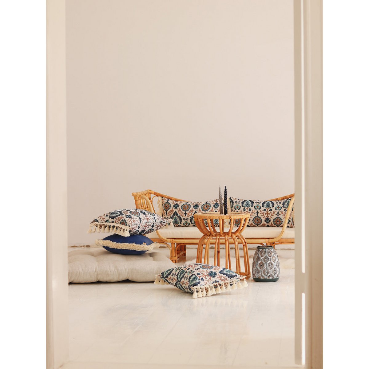 "Blue Iris in Istanbul" bolster met franje