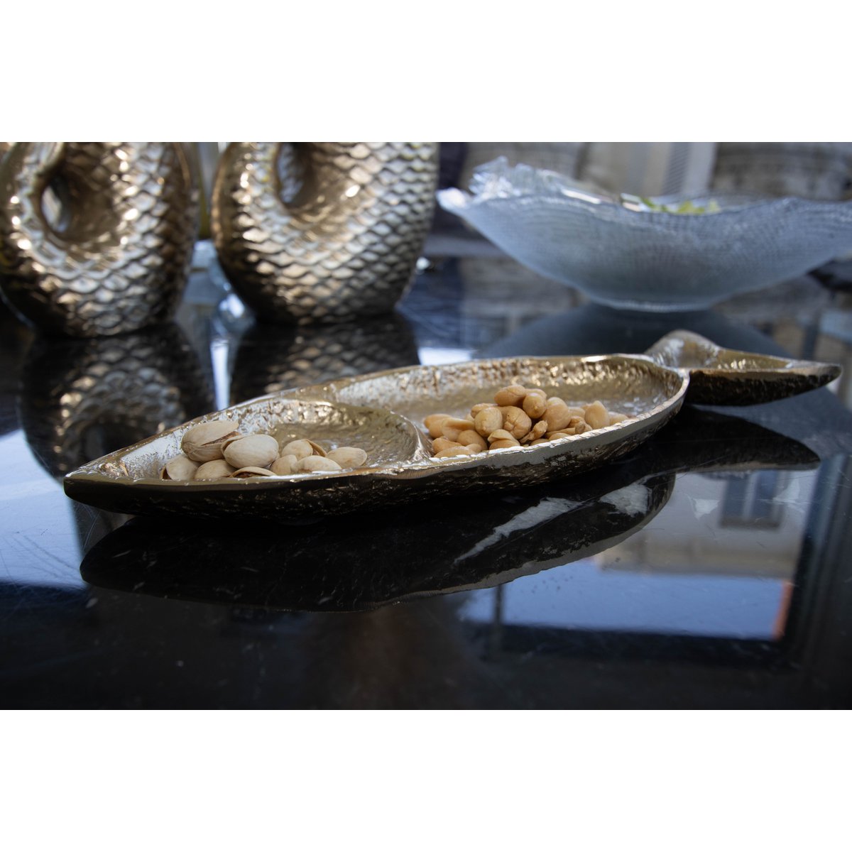 Gouden platte beker 33x11x2.5 cm