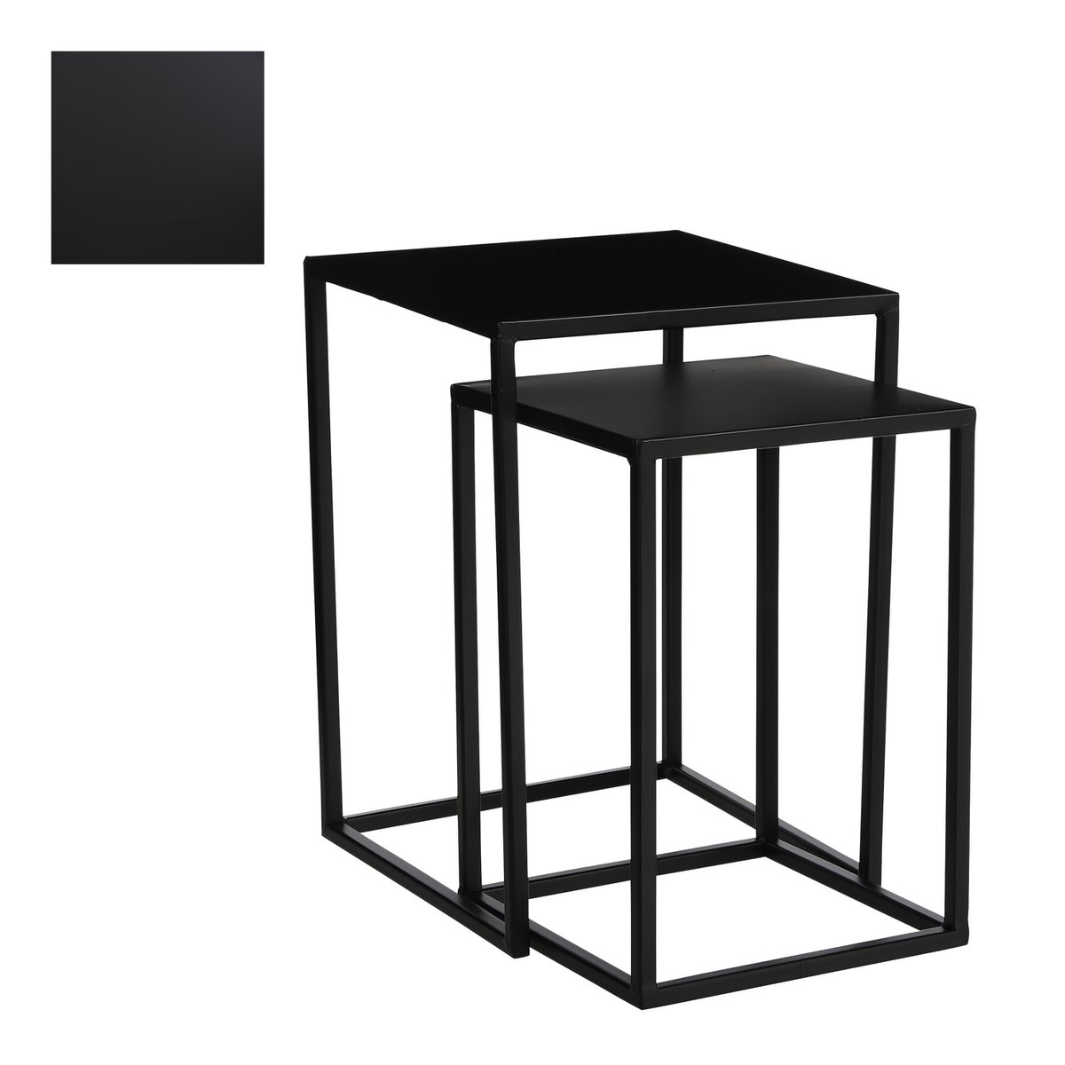 Goa Side table - Set of 2 - L30 x W30 x H42 cm - Metal - Black