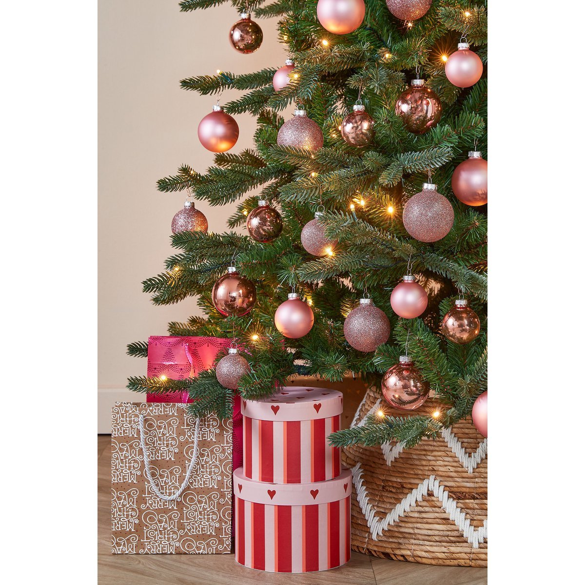 Kerstballen Set - 42 Stuks - Ø7 cm - Glas - Roze