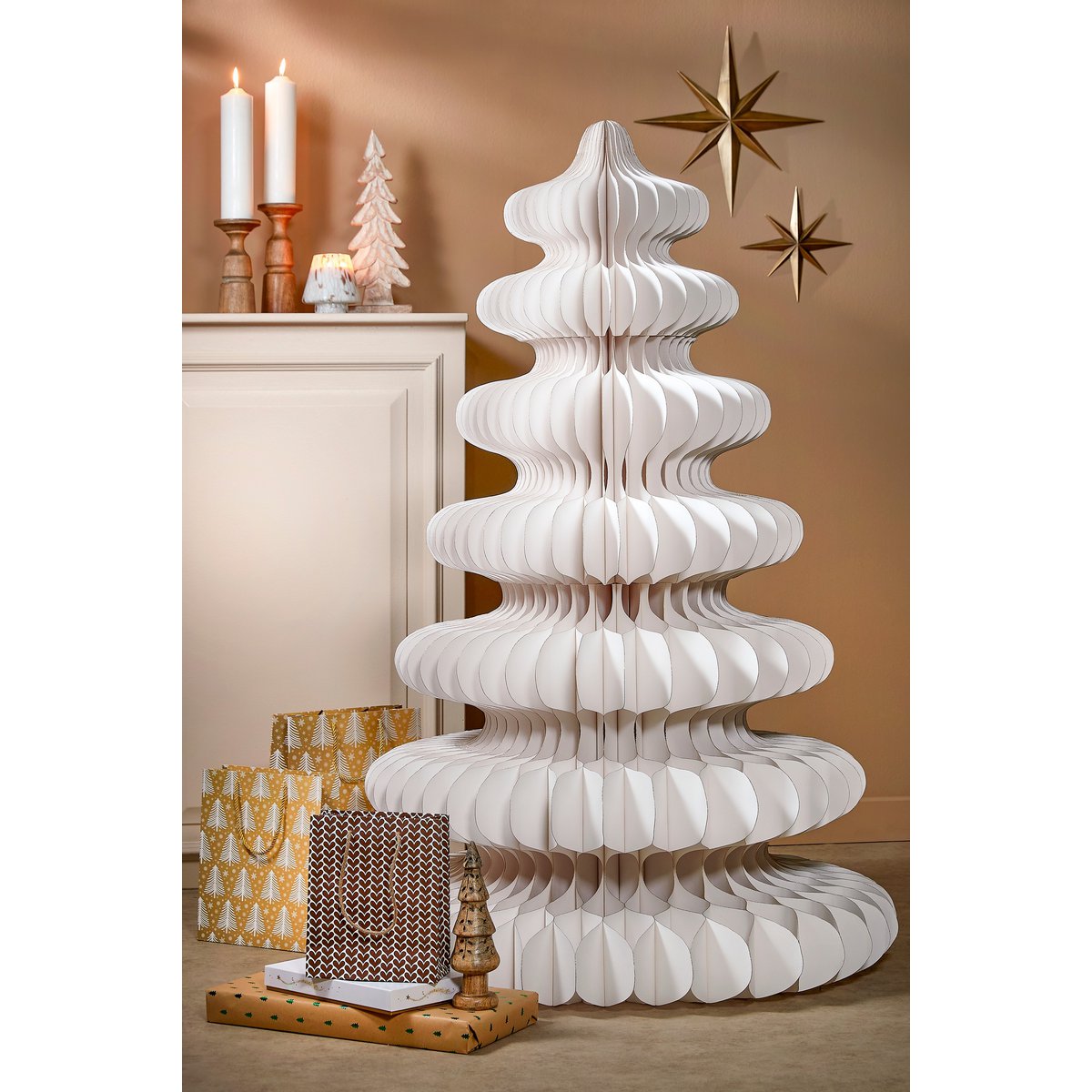 Decoratie Kerstboom - H152 x Ø104 cm - Papier - FSC 100% - Wit