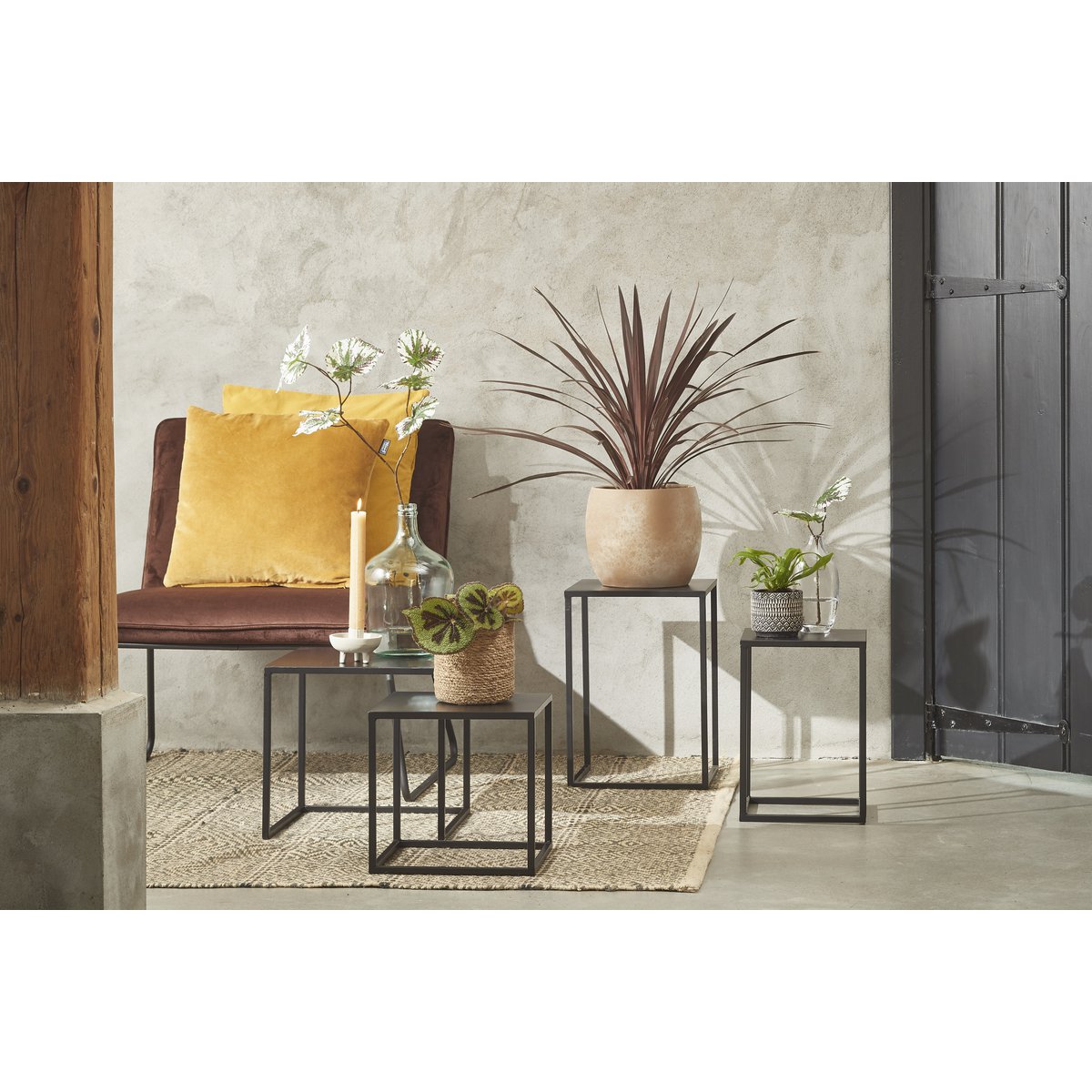 Goa Side table - Set of 2 - L30 x W30 x H42 cm - Metal - Black