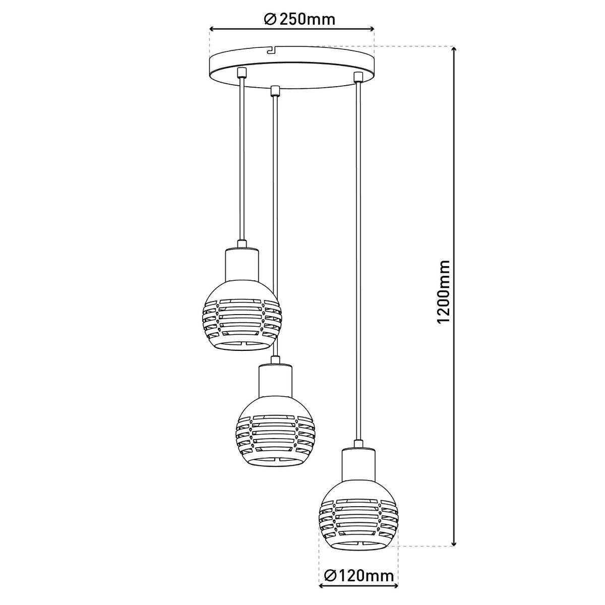 3-zits hanglamp "Casco" hangende lamp gemaakt van metaal in zwart en goud, met E27-versies. Stijlvolle verlichting voor woonkamer, eetkamer of keuken.