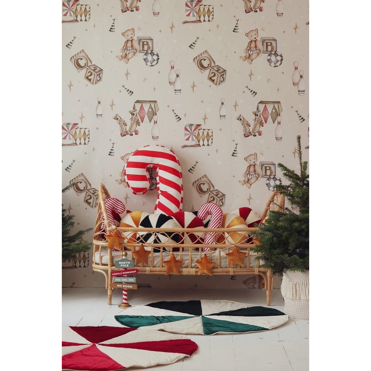 "Green Candy" Kerst Ronde Patchwork Mat
