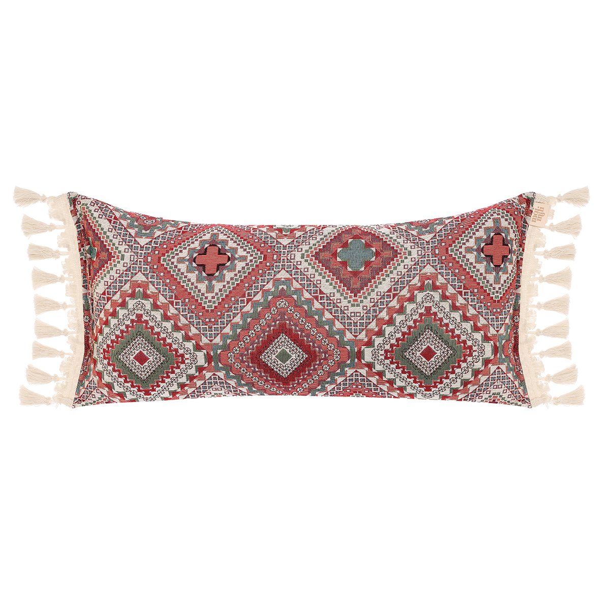 Decoratief kussen in 'roze bohostijl' met franjes