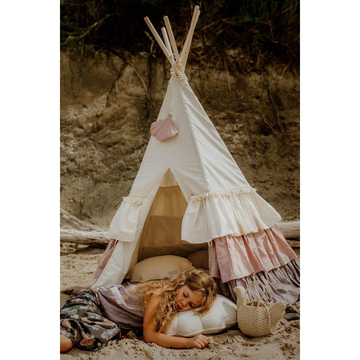 Tipi-tent "Powder Frills" met franje