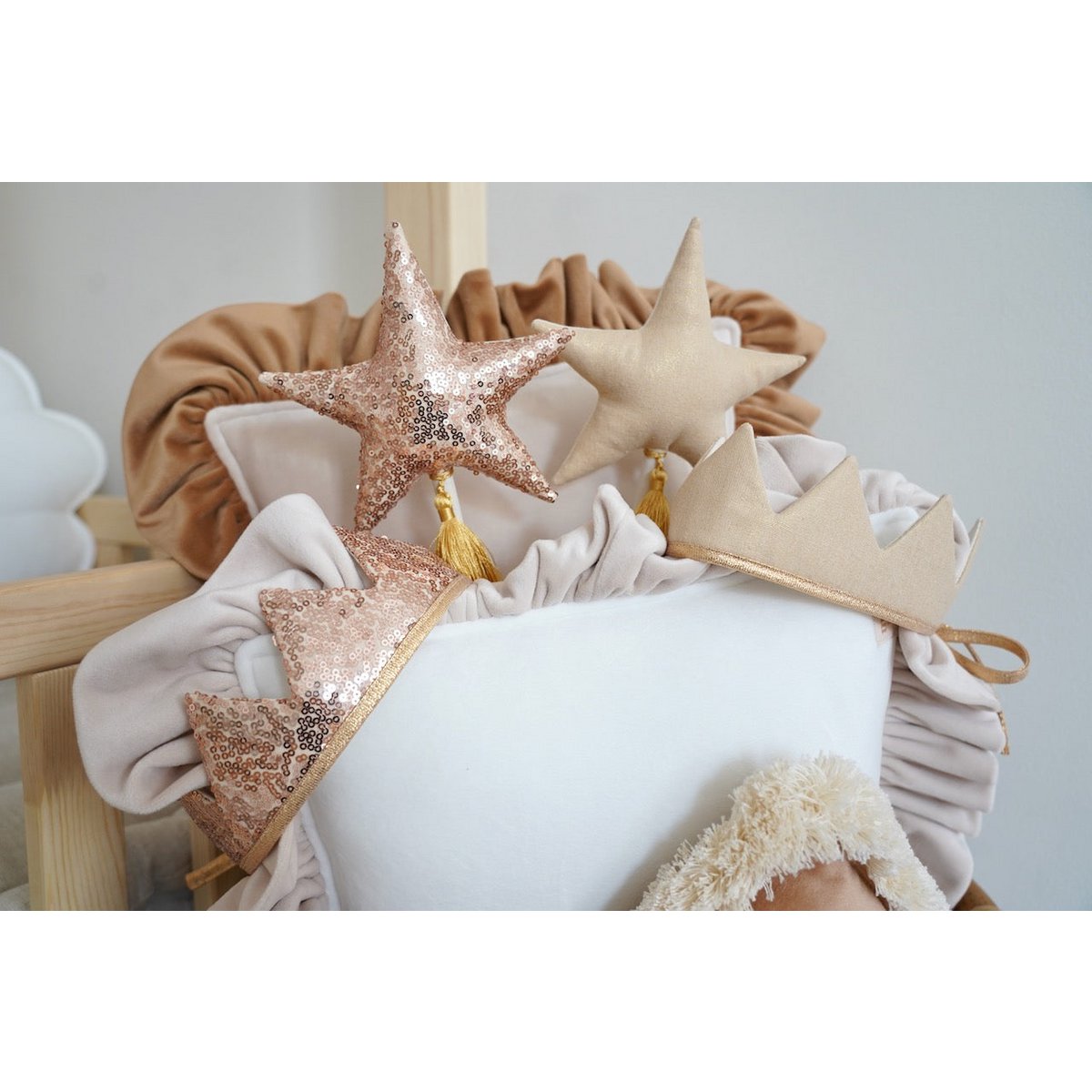 Sprookjesachtige kroon- en toverstaf-magieset "Rose Gold"