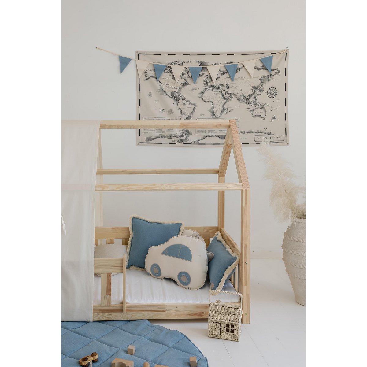 Jeans denim bolster met franje, Decoratief kussen, Fluwelen kussen, Bankkussen, Kussen voor de woonkamer, Moderne kussens