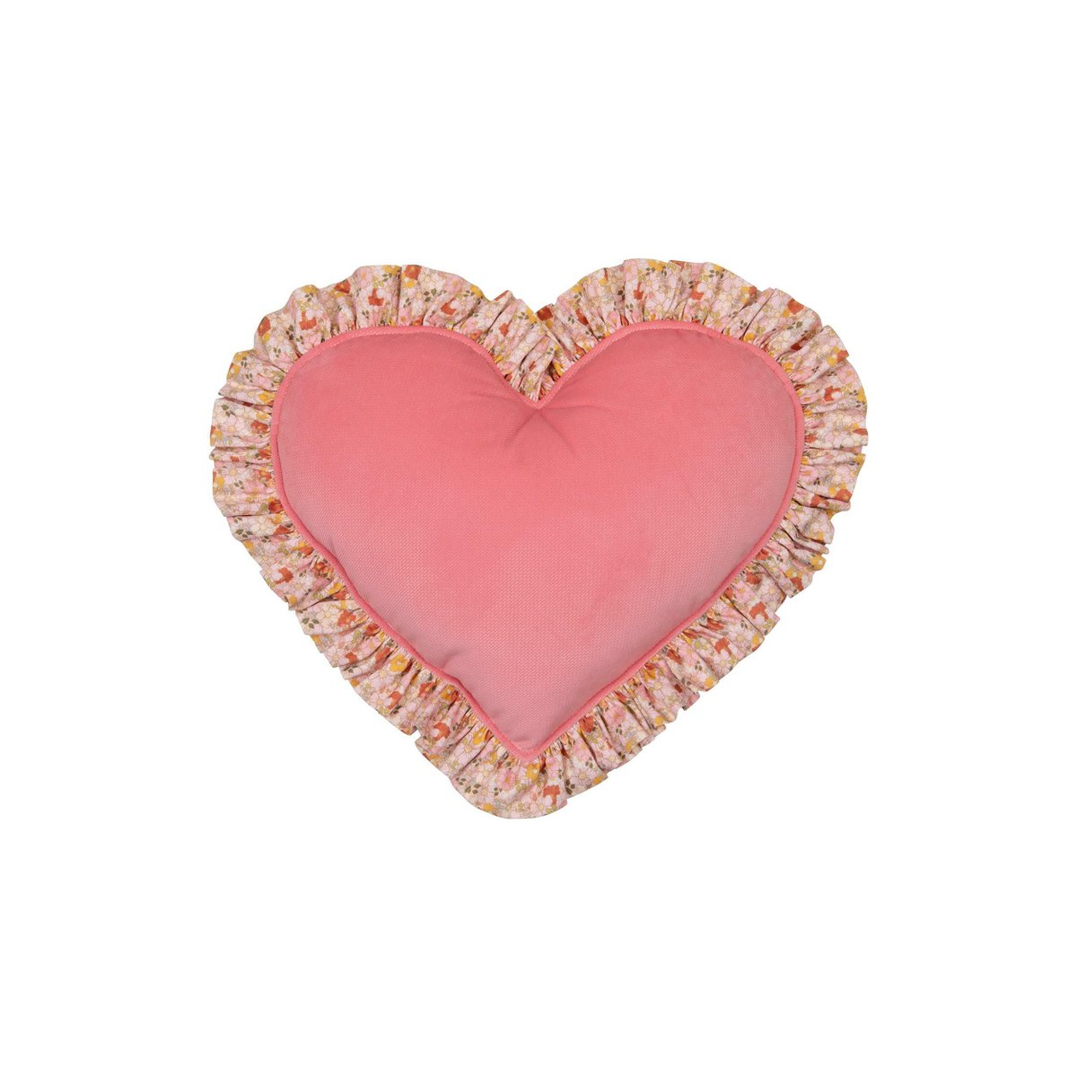 Dubbelzijdige hart piloow met een gele franje in geruit, valentijnscadeau voor haar, paas en springdecor, babydouche cadeau voor meisje