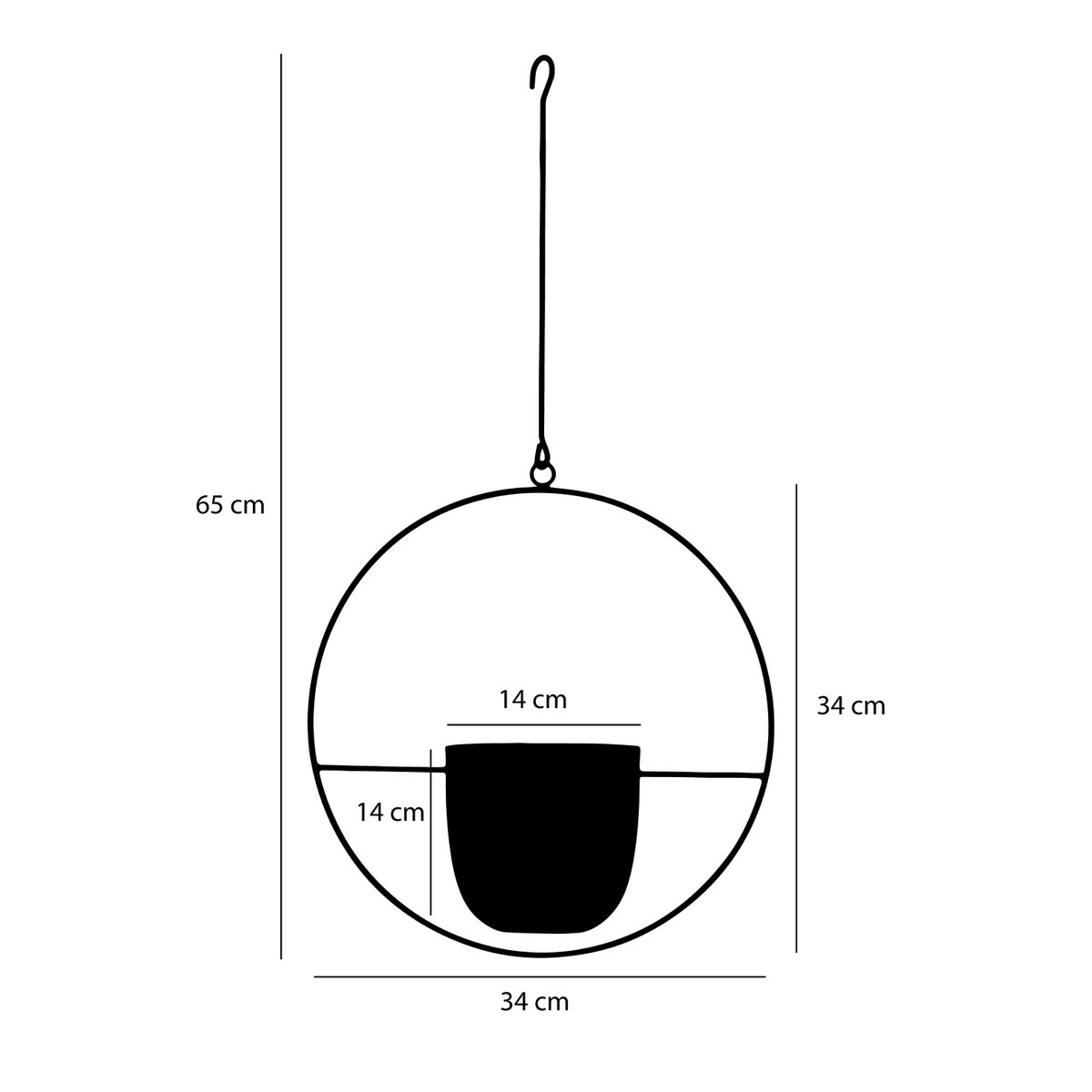 Dexter Hangpot - L34 x B14 x H65 cm - Zwart