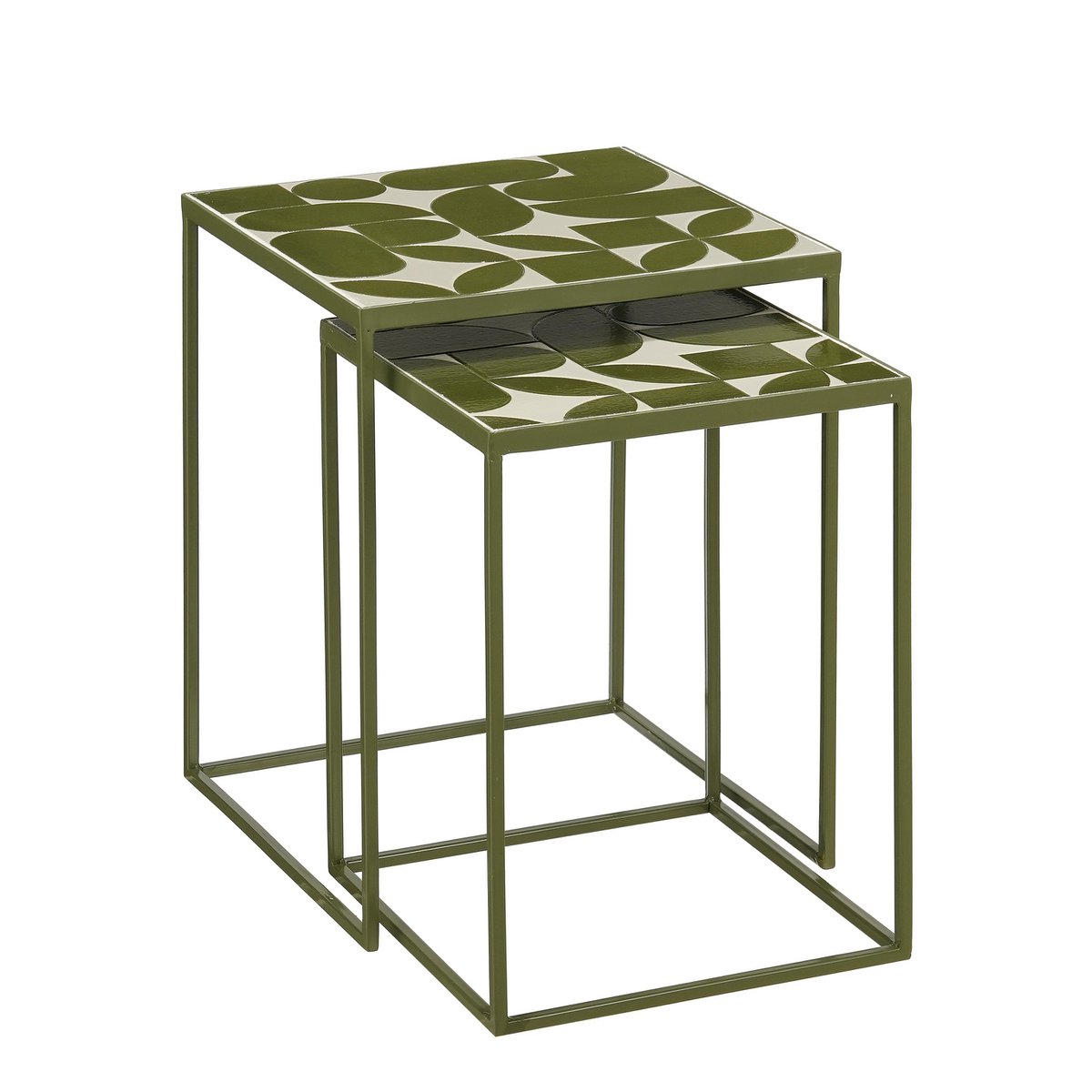 Bologna Bijzettafel Buiten - Set van 2 - L38 x B38 x H48 cm - Metaal - Groen