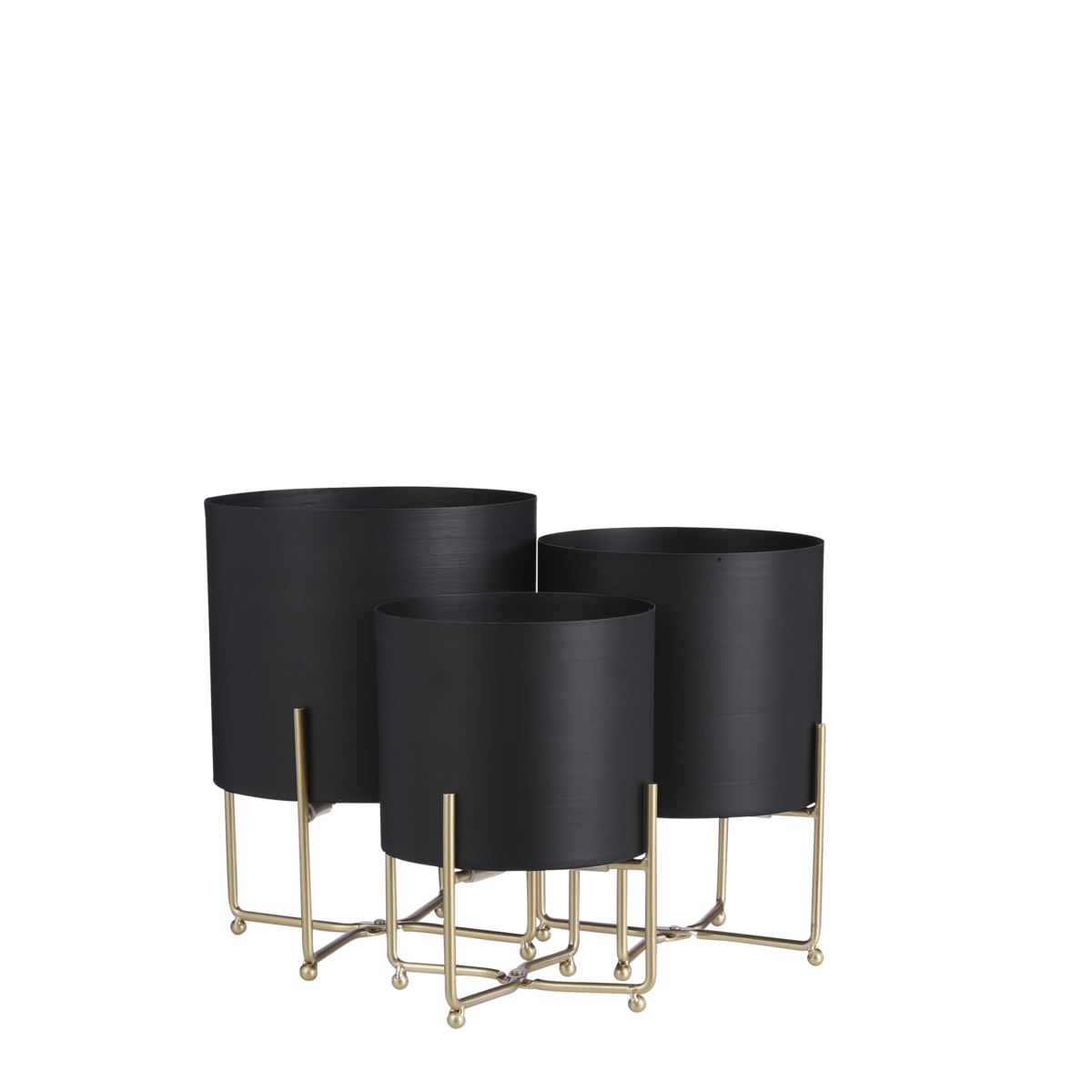 Aries Flower Pot on Stand - Set of 3 - H32 x Ø24 cm - Black
